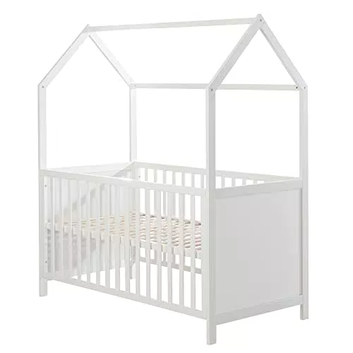 Roba Hausbett - FSC-zertifiziertes Babybett in Hausoptik, höhenverstellbar und umbaubar