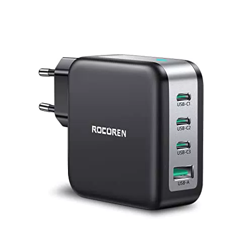 Rocoren USB C Ladegerät 100W – 4-Port PD3.0 QC5.0 Schnellladegerät