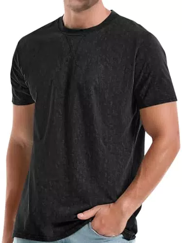 Runcati Herren Kurzarm T-Shirt Rundhalsausschnitt Stretch Sommer Basic