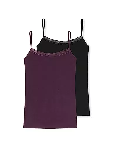 Schiesser Damen 2 Pack Spaghettitop Unterhemd mit Spitze-Cotton Mix Unterwäsche