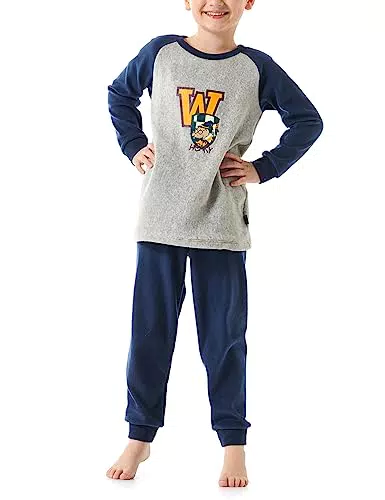 Schiesser Jungen Schlafanzug Lang mit Bündchen Frottee Baumwolle Warm und Kuschelig - Gr. 92 Bis 143 Pyjamaset