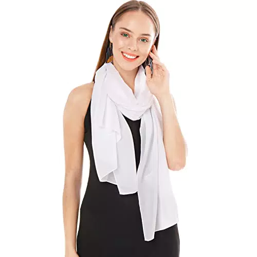 Heidi Chiffon Schal Damen - Eleganter Halstuch aus Seide - Weiß