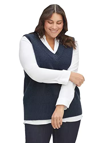 Sheego Damen Pullunder mit V-Ausschnitt - Citywear Klassiker