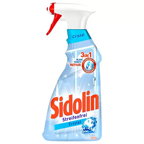 Sidolin Cristal, Glasreiniger, Sprühflasche, für einen perfekten Glanz und gegen Mikrorisse