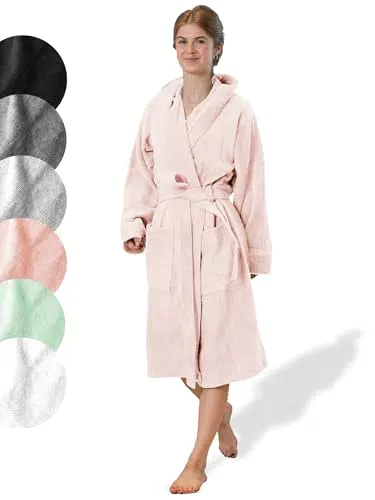 SIEGENTHAL® Damen Bademantel Frottee Velour 100% Baumwolle mit Kapuze