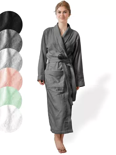 SIEGENTHAL® Damen Bademantel Frottee Velour 100% Baumwolle mit Schalkragen