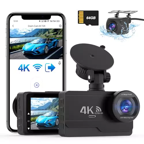SIGRILL Dashcam 4K/2K mit WiFi, 170° Weitwinkel, G-Sensor, Nachtsicht, App-Steuerung