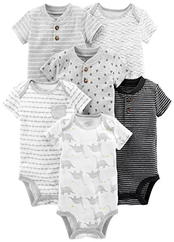 Carter's Baby-Jungen Kurzarm-Body, Motiv: Anker, Dinosaurier, Streifen, Wal