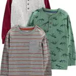 Carter's Jungen Langarm T-Shirt Set - Aquagrün/Grau/Marineblau