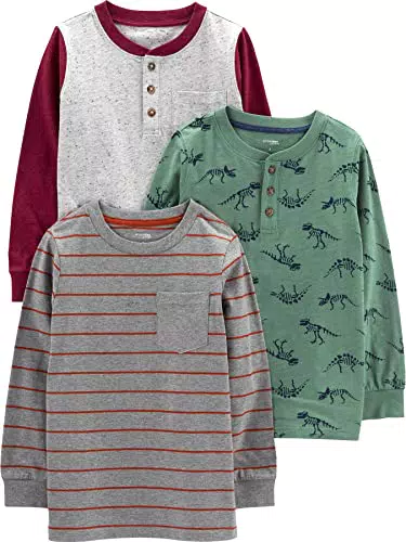 Carter's Jungen Langarm T-Shirt Set - Aquagrün/Grau/Marineblau