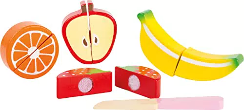 small foot Holz Schneide Obst-Set für Kinder ab 3 Jahren, Kinderküche Zubehör