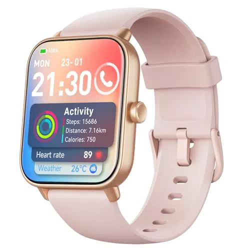 Smartwatch Damen mit Telefonfunktion und Herzfrequenzmessung - Wasserdichte Sportuhr mit Alexa und 110 Sportmodi