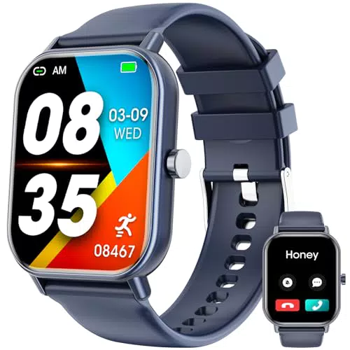 Smartwatch mit Bluetooth-Anrufen, 1,85 Zoll, IP67 wasserdicht, Fitnessuhr für Android