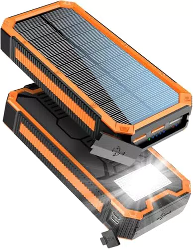 Solar Powerbank 20000 mAh - Wasserdichtes USB C Solar Ladegerät für Smartphones und Tablets