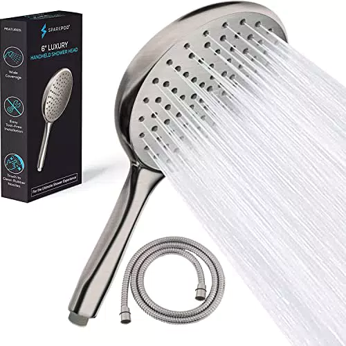 SparkPod Hochdruck Duschkopf mit 6 Funktionen und Handbrause, 70 Zoll Schlauch