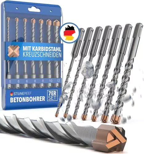 STONE REEF SDS Plus Betonbohrer Set Ø 5-12mm für Stein und Wandbohrungen