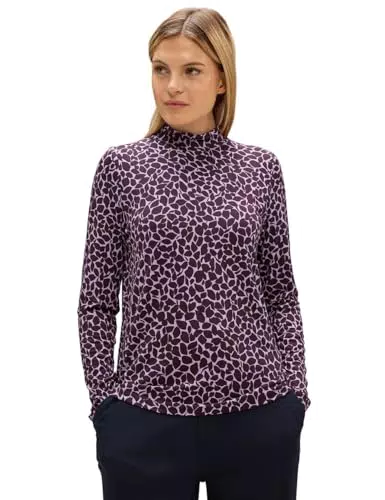 STREET ONE Damen A320584 Langarmshirt Bedruckt, deep Blue