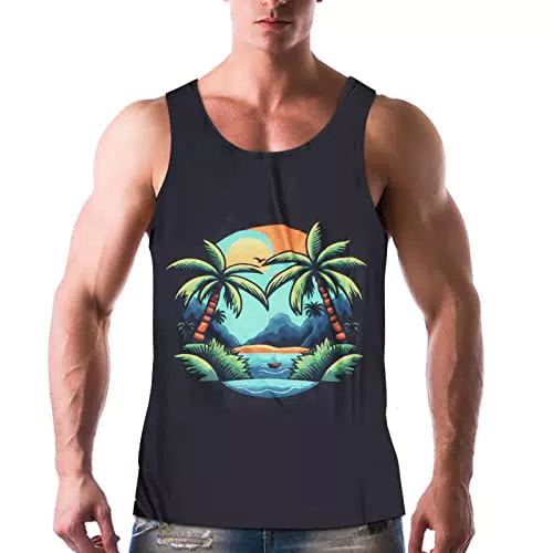 Herren 3D Druck Tank Top – Grafik T-Shirt Ärmellose Weste für Sommer und Frühling