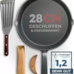 TECOR Gusseisenpfanne Induktion mit Zubehör – Hochwertige Bratpfanne aus Gusseisen
