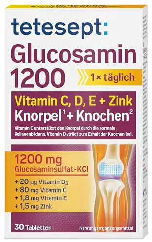 tetesept Glucosamin 1200 - Hochdosiertes Vitamin D3 & C für gesunde Knochen