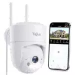 TIEJUS Überwachungskamera Außen 360° PTZ, WLAN, Nachtsicht, IP66, KI-Erkennung