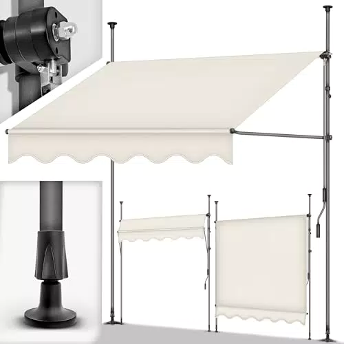 Tillvex Klemmmarkise mit Handkurbel für Balkon – UV-beständig und höhenverstellbar