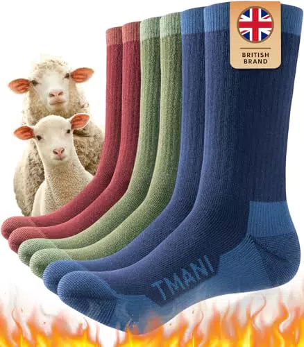 Tmani Merino Socken für Herren und Damen – Thermo Wandersocken für Outdoor und Trekking