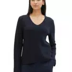 TOM TAILOR Damen Basic-Strickpullover mit V-Ausschnitt