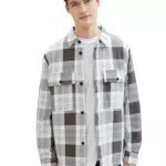 Tom Tailor Denim Herren Overshirt Jacke mit Karo-Muster aus Baumwolle