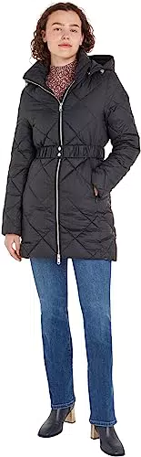 Tommy Hilfiger Damen Daunenmantel mit Gürtel, gesteppter Wintermantel
