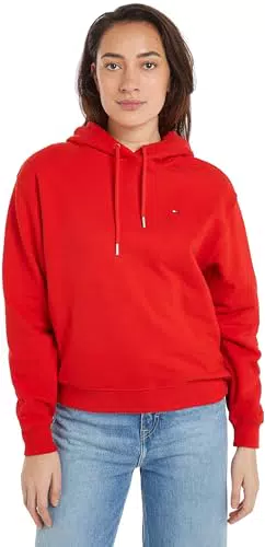 Tommy Hilfiger Damen Hoodie mit Kapuze - Flag On Chest - Blau