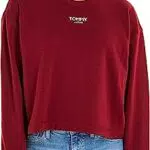 Tommy Hilfiger Damen Cropped Sweatshirt mit Logo ohne Kapuze