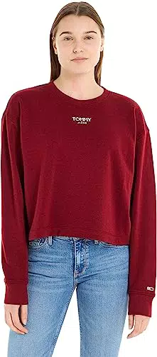 Tommy Hilfiger Damen Cropped Sweatshirt mit Logo ohne Kapuze