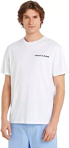 Tommy Jeans Herren T-Shirt Kurzarm Linear Chest Rundhalsausschnitt