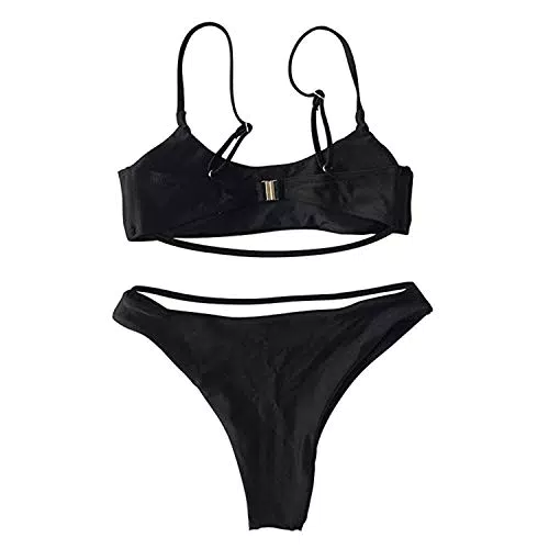 TSWRK Damen Bikini Set Push-Up Gepolstert Bustier Sommer Bademode