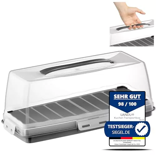 uandu Kuchen Transportbox Rechteckig mit Haube und Griff für Torten