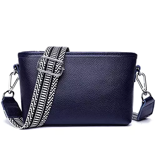 Unisoul Umhängetasche Damen - Moderne Crossbody Bag aus Leder in Blau