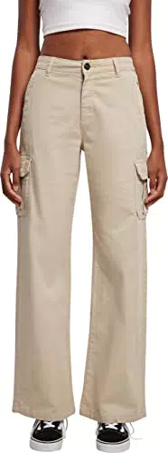 Urban Classics Damen Cargo-Hose mit hoher Taille und geradem Schnitt