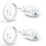 Anker 511 USB C Ladegerät 20W mit PIQ 3.0 und 2 USB C Kabel für iPhone 15/iPad Pro