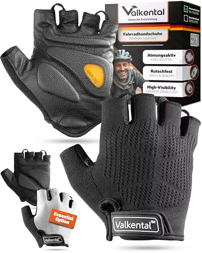 Valkental® Fahrradhandschuhe mit Gelpolsterung – Atmungsaktive Fingerlose Radhandschuhe