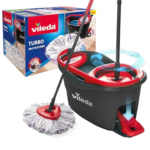 Vileda Turbo 3in1 Wischmopp Set mit Mikrofaser-Moppkopf und Eimer