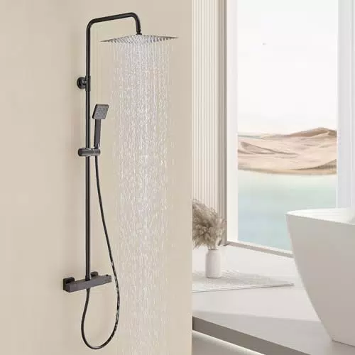 WasserHoy Duschsystem mit Thermostat und Regendusche 25x25 cm