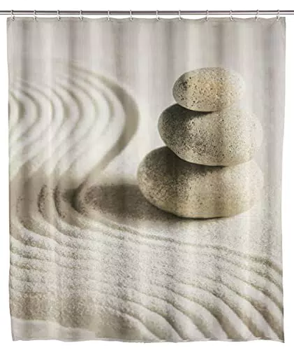 WENKO Textil Duschvorhang Spa mit Ringen, waschbar, wasserabweisend