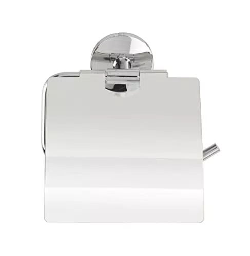 WENKO Toilettenpapierhalter Cuba aus rostfreiem Zinkdruckguss mit Deckel