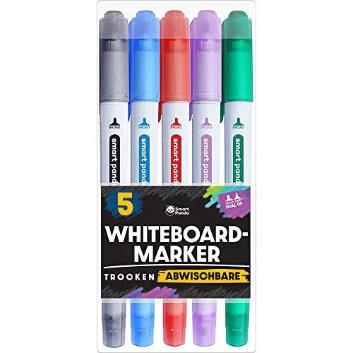 SmartPanda Whiteboard Marker – Abwischbare Stifte mit Doppelspitze, Medium und Fein