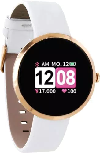 X-WATCH Damen Smartwatch XW FIT - Aktivitätstracker für Android und Apple iOS - Weiß