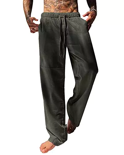 YAOBAOLE Leinenhose Herren Große Größen Freizeithose Loose Fit