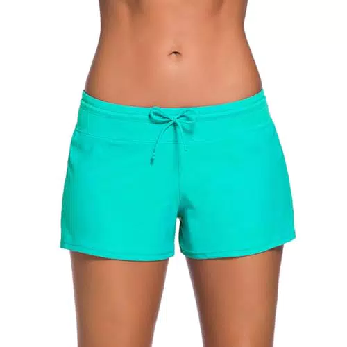 Yavero Damen Badeshorts - Schwimmshorts mit UV-Schutz für Strand und Surf - Schwarz