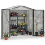 YITAHOME Gartenhaus aus verzinktem Metall, abschließbar und wasserdicht