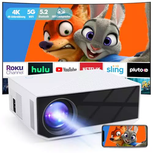 ZDK Beamer 5G WiFi Modell 2024 Full HD 1080P, 20000 Lumen Heimkino Beamer
